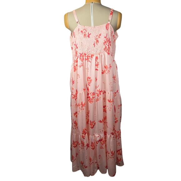 Lane Bryant Women 24 Floral Maxi Dress Smocked Tiered Flowy Cottagecore Vacation - Picture 4 of 12